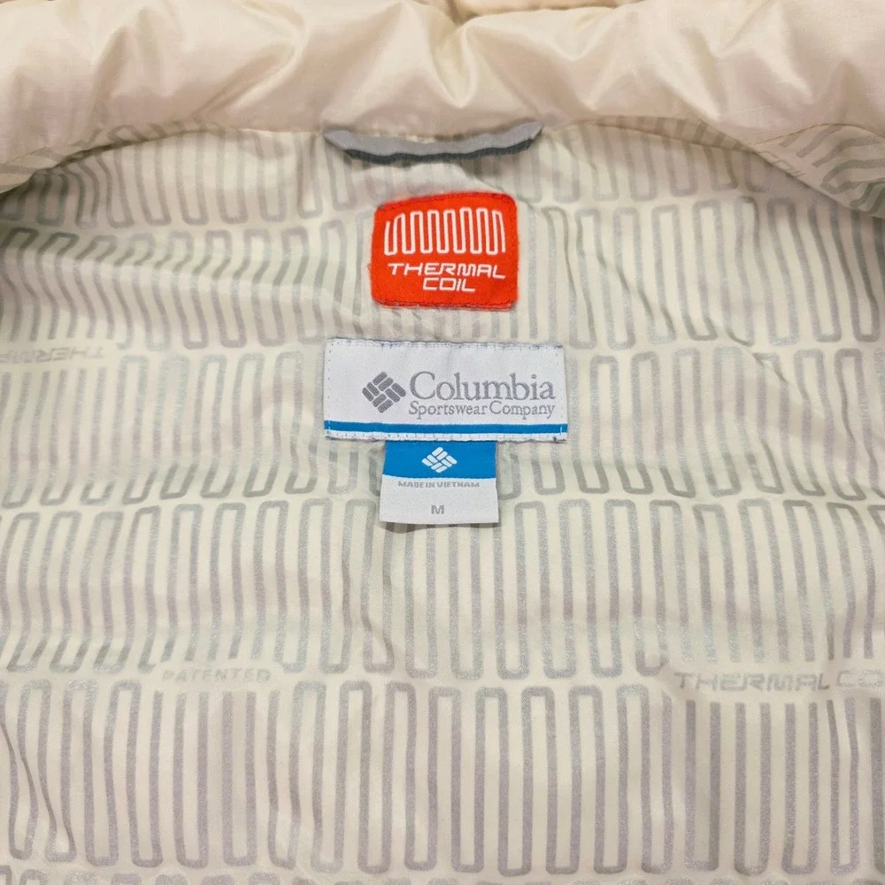 Columbia Thermal Coil Puffer Vest Womens Medium Cream Off White Quilted Full Zip - Picture 2 of 9